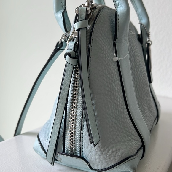 Coach Bleecker Mini Preston satchel Pebble Leather in Sea Mist - Picture 15 of 16
